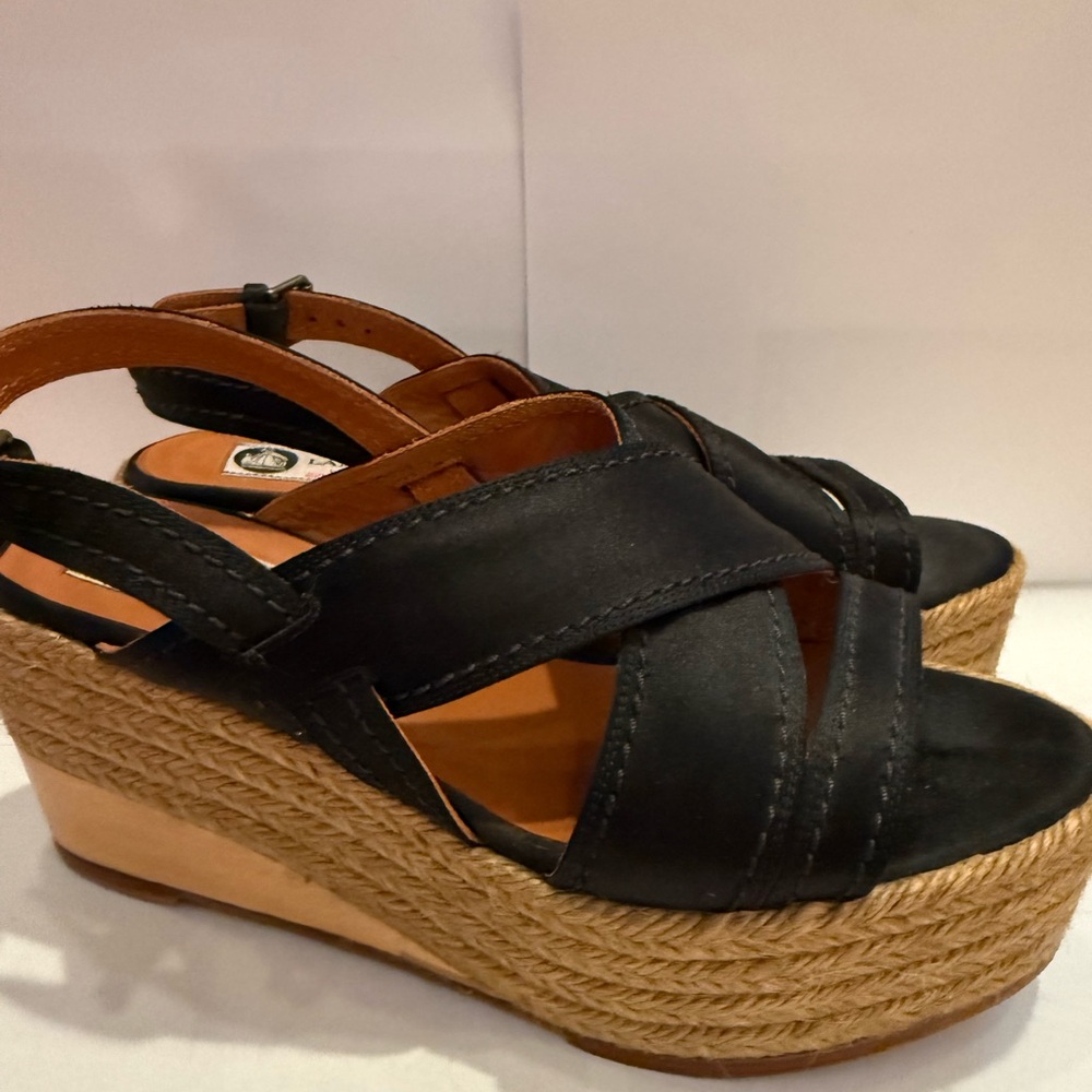 Lanvin Black satin Espadrilles with Crisscross Straps size 37
